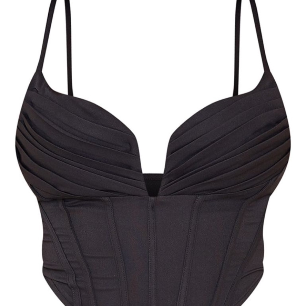 PrettyLittleThing Black Zip-Up Top